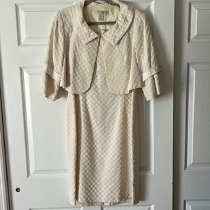 Cream midi dress with matching coat